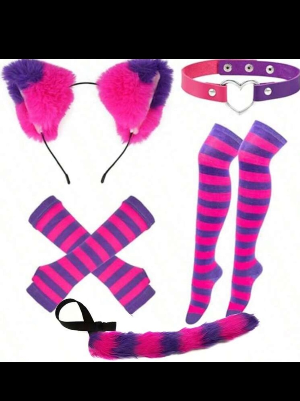 Pink Cosplay Set with Purple-Pink Striped Accessories - Picture 3 of 8